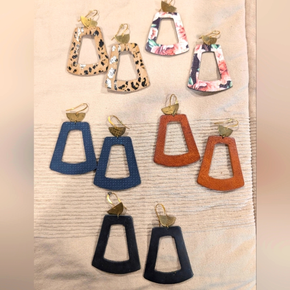 Geometric Drop Earrings Set - Multicolor